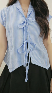 ORECCA - Gwen Top Atasan Tangan Pendek Wanita Pita