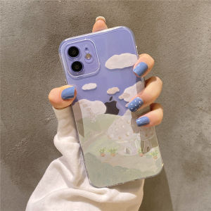 เคสโทรศัพท์แบบใสป้องกันการตกหล่นแบบสร้างสรรค์ ลายภาพวาดทิวทัศน์ สำหรับ iPhone 12 pro Max Apple 15 14 plus ซิลิโคนเคส X 78 plus 16 นิสิต 13 pro