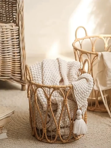 Nordic Wind Rattan Laundry Basket Storage Basket Hotel Laundry Basket Laundry Basket Household Bath Towel Basket