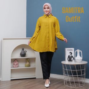 KINKA BLOUSE POLI LINEN Atasan wanita Blouse wanita Pakaian wanita
