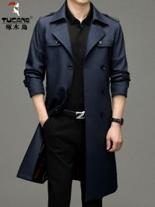 TUCANO Mens Mid-Length Casual Business Cotton Coat Spring Autumn New Style Fashion Urban Loose Fit with Pockets