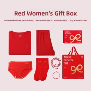 Miiow | Warm Underwear Set for Men Wool Silk Red Wedding