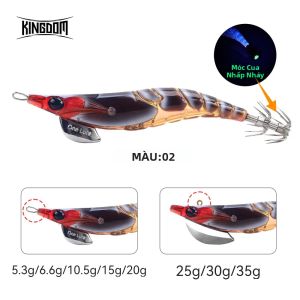 Mồi Câu Mực Nhân Tạo Kingdom Squid Bait 1.8 #   2.2 #   Mồi Câu Mực Bạch Tuộc Biển Chậm Chìm Không Phát Sáng Dùng Cho Biển Bãi Biển Hồ