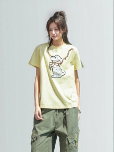 CHANT2nd | Dog Embroidery Dotted Short Sleeve Cool Summer Tshirt