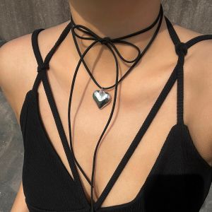 Ingemark | Dây Chuyền Mặt Trái Tim Nhung Đen Cách Điệu Dây Chuyền Choker Có Thể Điều Chỉnh Nơ Trang Sức Thời Trang Nữ Dành Cho Phụ Kiện Cưới