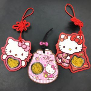 Jiuka Kitty Cat Cartoon HelloKitty KT Cat Heart Attracting Cat Car Hanging Ornament Activity Gift Metal Material Zodiac Themed