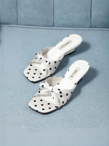 Belle | French Style Polka Dot Bow Sandal Wedge
