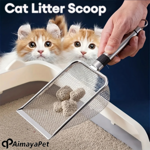 AIMAYAPET Stainless Steel Fine Mesh Cat Litter Scoop Non-Stick Shovel for Cat Sand Efficient Durable Litter Scoop