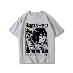 Bandai | Adult and Children Chainsaw Man Reze Classic Comic Panel T-shirt! Bomb Devil Pure Cotton Anime Short Sleeve