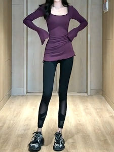 Anti-Aging Yoga Clothes Set Autumn New Medium Length Bell Sleeve Fashion Training Fitness Two Piece Set Womens Long Sleeve Long Pants