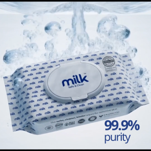 MILK Baby Water Wipes Regular Pack 60s | 99.9% Pure Water | Safe for Face & Mouth [4 Packs]