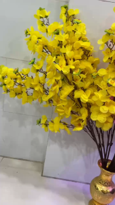Combo 5- 10 Cành hoa mai hoa đào cao cấp 95cm bông siêu to trang trí Tết - hoa giả decor trang trí nhà tết