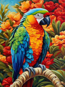 HUACAN Diamond Painting Parrot Animal Full Drill Diamond Mosaic Bird Flower Wall Decoration Square Round Drill Handmade