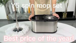 ชุดม็อบถูพื้นสแแตนเลสแท้ทั้งถัง ทั้งด้าม (ชุดคู่) ทนทานสูง ด้ามยาว ปั่นง่ายไม่ต้องก้ม