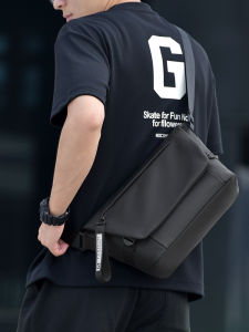 Casual Simple Crossbody Bag for Men Street Trend Waterproof Small Backpack Business Commuting Hiking Single Shoulder Backpack