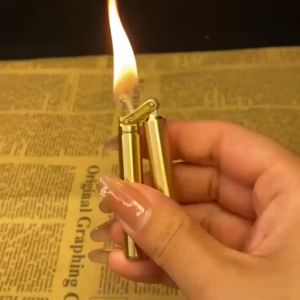 New Brass Kerosene Nunchakus Lighters Windproof Mini Retro Grinding Wheel Ignition Flint Free Fire Men Smoking Toy Gift