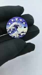 NH35 Watch Dial Purple Pink Great Wave Pattern Custom Modified Dial Fit NH35 Movement Replacement Watch Accessory For NH35 Mod
