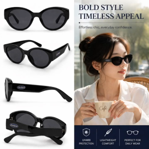Milano Bold Cat Eye Sunglasses – UV400 Oversized Black Fashion Retro Shades for Women