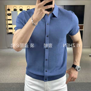 Polo Shirt Knitted Short Sleeve Slim Fit Casual Style Fashion Urban Thin Half Sleeve T-Shirt Business Casual Mens High End Feeling