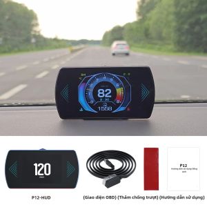 RYSJM | Màn Hình Hiển Thị HUD OBD2 P12 Cho Ô Tô Máy Tính Thông Minh Trên Xe Đồng Hồ Thông Minh Hiển Thị Tốc Độ Điện Áp Mức Tiêu Thụ Nhiên Liệu Nhiệt Độ Dầu Tương Thích Với Xe Xăng 2008 Trở Lên