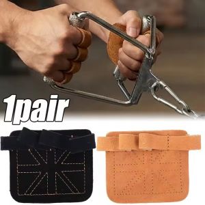 2PCS Leather Weight Lifting Training Gloves Palm Protection Women Men Fitness Sports Gymnastics Grips Pull Ups Weightlifting Workout