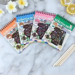 Buku Sketsa Warna-warni Grafiti Kertas Mini Tulis Gores Gambar DIY Scratch Paper Note Black Cardboard Mini Hadiah Alat Tulis Mainan Edukasi PTT