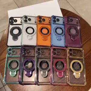 Ốp Lưng iPhone 18/17/16 Pro Max/Plus Mạ Cao Cấp Tích Hợp Giá Đỡ MagSafe Chống Sốc Airbag Vòng Từ Tính Trong Suốt