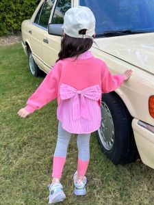 Fashionable Fake Two-Piece Set for Girls Spring Autumn Clothing Stylish Outfit for Younger Children Trendy Kids Clothes