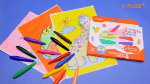 Bút Sáp Màu Hữu Cơ  Cho Học Sinh TRIANGULAR PEANUT Bộ 24 Y-PLUS+ - CR2203_PEANUT Không Lem Bẩn Dễ Dàng Vệ Sinh