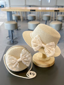 Princess Style Wide Brim Straw Hat Summer Sun Protection Beach Cap for Little Girls Childrens Outing Korean Version Baby Hat