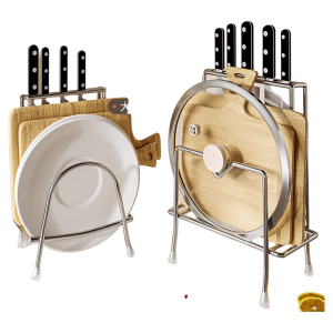 Stainless Steel 304 Knife Holder Pot Lid Rack Kitchen Storage Shelf Cutting Board Anti-slip Placement Modern Simplicity Design