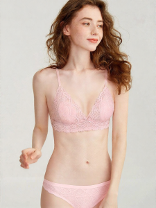 Miss Curiosity | French Lace Bra Set Triangle & Bunny Ears Cup Without Underwire