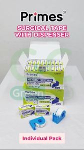(Single pack type) Primes Surgical Tape with Dispenser(Non Woven)(Individually packaged) ½” x 10 yards /1” x 10yards