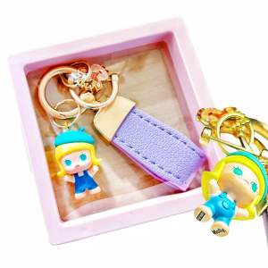 Genuine Pop Mart Fashion Car keychain Labubu the Monster Bag Pendant Cute Hanging Buckle Hanging Chain gift with Box