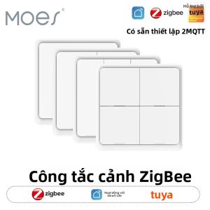 Công Tắc Thông Minh Không Dây MOES 4 Gang Tuya ZigBee Điều Khiển Bằng Nút Nhấn 12 Chế Độ Sử Dụng Pin Tự Động Hóa Nhà Cửa Cho Thiết Bị Tuya