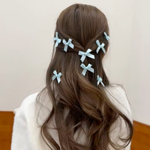 Set Klip Rambut Ribbon Bow Hair ClipsMini Bowknot Duckbill Clips Korean Style Cute Hair Accessories