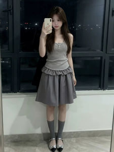 SENWA | Attractive Korean Style Grey Tank Top Shorts Womens Suit