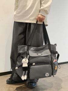 Large Capacity Crossbody Bag Mens Trendy Functional Workwear Single Shoulder Bag Street Fashion College Student Handheld Commuting Bag Women