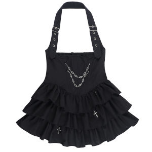 Váy Công Chúa Đen Phong Cách Gothic Witch Set Y2K Lolita Maid Set Váy Xếp Ly Không Tay Mùa Hè 2024 Váy Công Chúa Cho Nữ