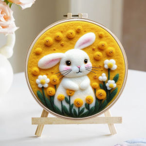 Yellow Rabbit Wool Felt DIY Material Kit Birthday Gift Decoration Painting Hanging Ornament Handmade Craft Home Fabric Sewing