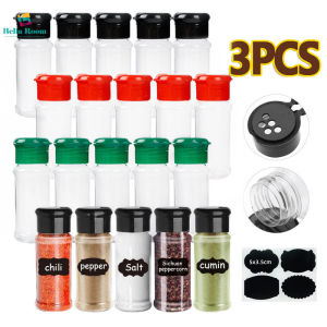 【Bella Room】 1/3Pcs 100ml Portable Clear Plastic Seasoning Jar Salt Pepper Transparent Shaker Barbecue Condiment Powder Sealed Bottle
