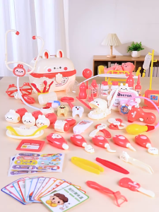 74pcs Mainan Dokter Set Plastik + Boneka Mainan Edukasi Anak Doctor Alat Kit Dokter Bermain Peran Toys