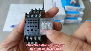Rơ le trung gian 14 chân (4NO 4NC) 12VDC 24VDC 220VAC5A bao gồm chân đế (Role kiếng)