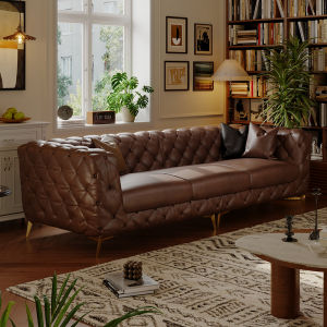 American retro light luxury genuine leather living room sofa