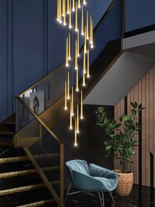 Stair Long Chandelier Modern Simple and High-End House Accessible Luxury Living Room Loft Internet Celebrity Rotate Empty Duplex Chandelier