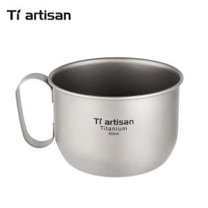 Tiartisan | Tiartisan 500ML Pure Titanium Coffee Cup Single Layer Camping Tea Mug with Storage Bag for Outdoor Backapck Hiking