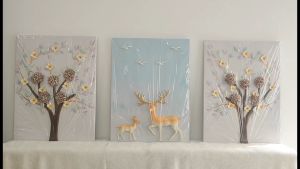 ️【3in1 】Lukisan Relief Hiasan/3PCS Modern luxury decorative 3D handicraft lucky painting/1603