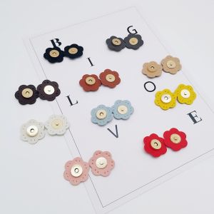 5PCS Magnetic Snap Buttons for Leather DIY Floral Pattern Sew-On Clasps for Purses Bags Wallets Accessories