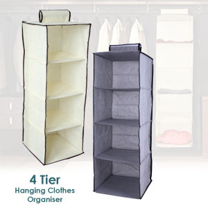ABS 4 Tier Almari Gantung Baju Hanging Wardrobe Organizer Rak Bertingkat Tudung Shoe Storage Clothes  Box Drawer Compartment Shelves Drawers Closet 衣櫃收納架