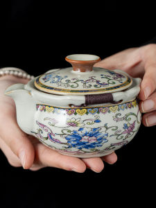 Large Handheld Tea Pot Non-Scalding Blue And White High End Ceramic Tea Set for Brewing Tea Gongfu Style Handmade Yushan Brand